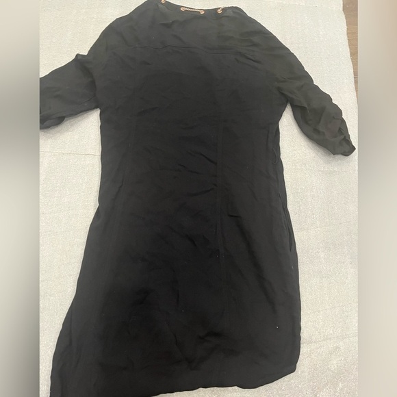 [S]VTG Guess Black Button-Up Shirt Tunic Dress with Gold Chain - Picture 9 of 13